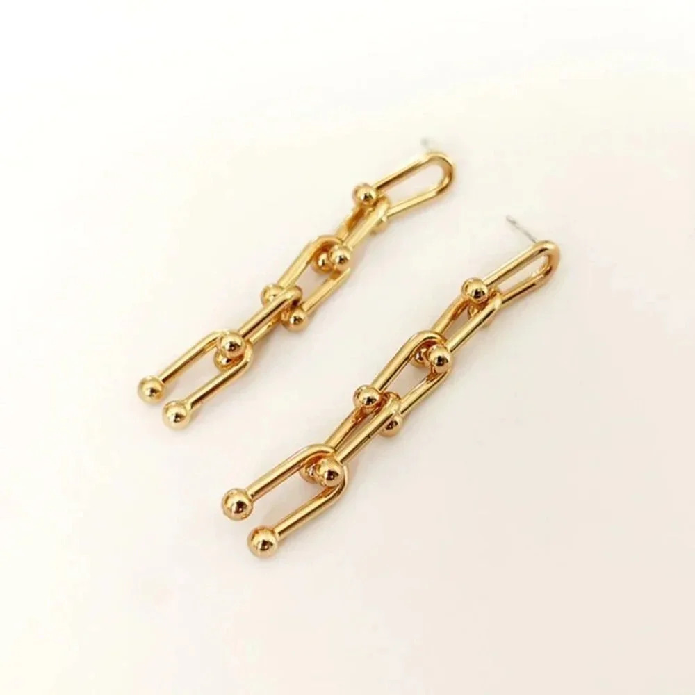 Minimalist 925 Sterling Silver Chain Drop Earrings - Picture 2 of 6